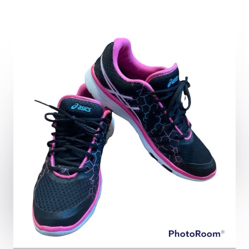 ASICS Women's Black and Pink Running Shoes